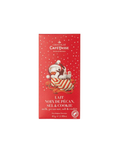 Café Tasse - Cioccolata al latte belga, noci pecan, sale e biscotto